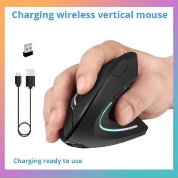 NEW STYLE Right Hand Fifth Generation Vertical Wireless Wired Optical Mouse - Picture 2 of 3